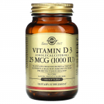 Solgar, vitaminas D3 (cholekalciferolis), 25 mcg (1000 TV), 100 mink&scaron;tųjų gelių