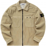 Stone Island Atostogų Kolekcija FW24 Velūrinis Polo su Logotipu Priekyje Dvi Ki&scaron;enės Dvipusis Užtrauktukas Ilgomis Rankovėmis Striukė Vyri&scaron;kos Striukės Gipsas 811511604-V0097 L