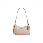 Coach Teri 19 Logotipo Užtrauktuku Užsegamas Per Petį Mažas Moteri&scaron;kas Krep&scaron;ys Pieno Arbatos Spalvos CW323-SVPWH Basic Set (Bag+Dust Bag)