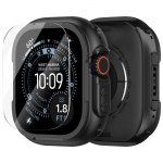 Dėklas Apple Watch Ultra 3 2 49mm Tvirtas apsauginis rėmelis su ekrano apsauga Prabangus cinko lydinio dangtelis iWatch Ultra2 49 mm Ultra 3-2-1 49mm juoda