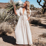 Bikini Cover Up Moteri&scaron;ka Bohemian Beach Maxi Suknelė Medvilninė V kaklo raukiniai Eleganti&scaron;ka tunika maudymosi kostiumėlis, chalatas, ilgas moteri&scaron;kas One Size abrikosas