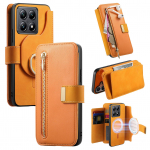 2 viename Nuimamas Užtrauktukas Kortelių Lizdas Piniginė Odinis Dangtelis Skirtas Xiaomi Redmi Note 13 Pro Plus 12 13C 14Tpro Magnetinis Nuimamas Dangtelis For Redmi 12 geltona