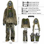 Zombių siaubo kostiumų rinkinys Helovino vakarėliams ir pabėgimo kambariams Small (Height 1.3m-1.5m) gray