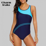 Charmleaks One Piece Moteri&scaron;ki sportiniai maudymosi kostiumėliai dryžuotas maudymosi kostiumėlis Moteri&scaron;ki paplūdimio drabužiai maudymosi kostiumėlis Monokini M mėlyna