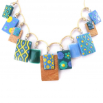 NOA [K0186] - Collier Cr&eacute;ateur 'Bora Bora' vert bleu