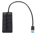 4/7 prievado USB 3.0 &scaron;akotuvas didelės spartos 5Gbps skirstytuvo skirstytuvas su nepriklausomu LED įjungimo/i&scaron;jungimo jungikliu USB 3.0 įkrovimo &scaron;akotuvas 4 ports-3.0 juoda