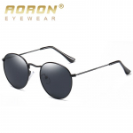AORON apvalaus rėmo poliarizuoti akiniai nuo saulės Madingo dizaino metaliniai anti-glare UV400 vairavimo žvejybos dviračių sportiniai akiniai vyrams, moterims juoda