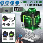 16 linijų 3D lazerio nivelyras savaime i&scaron;silyginantis 360 horizontalus ir vertikalus skersinis itin galinga žalios spalvos lazerio spindulio linija