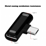 Dviejų C tipo USB-C ausinių ausinių garso įkrovimo įkroviklio adapterio skirstytuvo keitiklis, skirtas Xiaomi 6 juoda