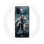 Coque pour Samsung Galaxy A41 Vikings S&eacute;rie Saison 6 Ragnar Lothbrok logo V Ep&eacute;e Gris Fond Brouillar