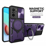 Xiaomi POCO F3 dėklas Prabangus Magnetinis Žiedo Laikiklis Kameros Slenkiklis Smūgiams Atsparus Telefono Dėklas Poco Poko Little F3 F 3 3F Galinis Dangtelis For Poco F3 tamsiai violetine spalva