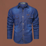 Pavasariniai ir rudeniniai džinsiniai mar&scaron;kiniai vyrams, darbo drabužiai, mar&scaron;kiniai ilgomis rankovėmis, europieti&scaron;ko ir amerikieti&scaron;ko stiliaus, plauti mar&scaron;kiniai, rudeniniai vyri&scaron;ki mar&scaron;kiniai 5XL