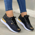 mados Nauji Moteri&scaron;ki Tinklelio Sportbačiai Odiniai PU Suvarstomi Plok&scaron;čiapadžiai Moteri&scaron;ki Lengvi Batai Klasikiniai Universalūs Zapatillas De Mujer 36 juoda