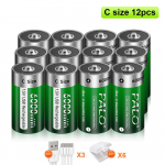1.5V D dydžio įkraunamas akumuliatorius 15000mWh LR20 Li-ion akumuliatoriai LR14 C dydžio ličio akumuliatorius dujiniams prietaisams, suskystintam virikliui 12PCS C Size Battery