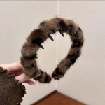 Retro pliu&scaron;inis leopardo ra&scaron;to bangos lankelis, auk&scaron;to kaukolės spaudimo lankelis galvos apdangalas One Size