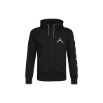Jordan Solid Logo Print Sportinis Laisvalaikio Fleece Pamu&scaron;alu Užtrauktuku Gobtuvu Striukė Vyri&scaron;ka Vir&scaron;utinė Apranga Juoda CU9123-010 S