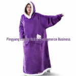 Moteri&scaron;kas itin ilgas flanelinis Kalėdinis pižamos chalato komplektas su vertikaliomis ki&scaron;enėmis - storas, &scaron;iltas ir atsparus &scaron;alčiui Single Pocket, Length 90cm, With Hood 120cm