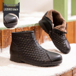 2025 M. Rudens/Žiemos Vintažiniai Austi Karvės Odos Ankle Boots: Natūrali oda, Storas padas, Užtrauktukas, Rankų darbo moteri&scaron;ka mada 39 juoda