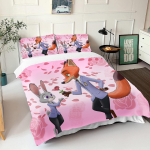 Zootopia Judy NickAntklodės užvalkalų rinkinys Antklodė Patalynė 3D Vaikams Patalynės rinkinys 3 dalys 1 Antklodės užvalkalas Karaliaus dydis AU Single(140*210cm)3pcs