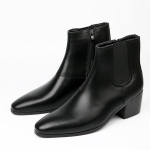Briti&scaron;ko stiliaus odiniai batai vyrams Madingi Chelsea batai 6 cm auk&scaron;čio kulniuku Ankle Booties Verslo klasės batai Vyri&scaron;ki auk&scaron;takulniai batai 44 black