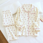 Moterų mink&scaron;tas medvilninis marlės pižamos komplektas - ilgomis rankovėmis ir kelnėmis, 100% dviguba marlė Double Extra Large (XXL) white