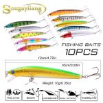 Sougayilang žvejybos masalai 10 vnt Minnow žvejybos masalai ABS skęstantys nardymai 10 pcs