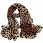 Charm Silk Lady Leopard &Scaron;alikas Moteri&scaron;kas &Scaron;ifoninis &Scaron;alikas Mink&scaron;tas Apvyniotas Leopard Platus &Scaron;alikas
