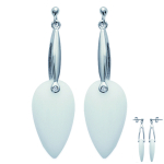 Les Tr&eacute;sors De Lily [G7840] - Boucles Argent 'Eva' blanc argent&eacute; - 12x42 mm