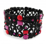 NOA [I2162] - Bracelet Cr&eacute;ateur 'Sissi' rouge rose noir