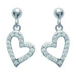 Les Tr&eacute;sors De Lily [I9781] - Boucles Argent 'Love' blanc argent&eacute; (rhodi&eacute;) - 16x7 mm