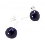 Les Tr&eacute;sors De Lily [K1120] - Boucles 'Perla' gris anthracite 8 mm