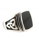 Bague cr&eacute;ateur 'Thorgal' noir argent&eacute; - 17x14 mm 62 juoda