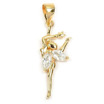 Les Tr&eacute;sors De Lily [L5302] - Pendentif Plaqu&eacute; Or 'F&eacute;e Clochette' blanc dor&eacute; - 30x10 mm balta