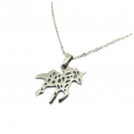 Les Tr&eacute;sors De Lily [P8068] - Collier acier 'Licorne My Unicorn' argent&eacute; - 15x15 mm sidabras