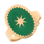 Les Tr&eacute;sors De Lily [Q0735] - Bague cr&eacute;ateur acier 'Boho' vert dor&eacute; - 16x12 mm žalia