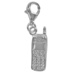 Les Tr&eacute;sors De Lily [Q4889] - Pendentif charm argent 'T&eacute;l&eacute;phone' argent&eacute; (rhodi&eacute;) - 15x6 mm sidabras