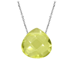 Les Tr&eacute;sors De Lily [Q6771] - Collier Argent 'Meghan' quartz jaune argent&eacute; (rhodi&eacute;) - 8x8 mm