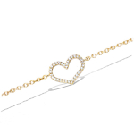 Les Tr&eacute;sors De Lily [Q6849] - Bracelet Plaqu&eacute; Or 'Love' blanc dor&eacute; - coeur 12x9 mm