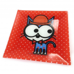 Les Tr&eacute;sors De Lily [N5694] - Coupelle verre 'Chien et Chat Lolita' rouge - 20x20 cm raudona