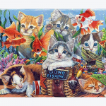 Viso gręžimo deimantinis siuvinėjimas Cat Viso apvalaus deimantinio pie&scaron;imo gyvūnų kryželiu 20X30CM
