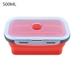 350 ml / 500 ml / 800 ml / 1200 ml stačiakampio dydžio silikoninė sulankstoma pietų dėžutė Bento dėžutė 500ML
