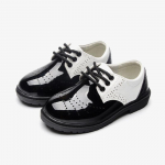 Vaiki&scaron;ki odiniai batai vestuvinių suknelių batai berniukams mergaičių prekės ženklo vaiki&scaron;ki juodi sportiniai batai Gentlemen Formal Wedge Sneakers 33 balta