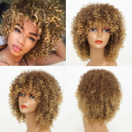 XINRAN Curly Natural Black Grey Ombre plaukų kar&scaron;čiui atsparus sintetinis perukas su kirpčiukais Mi&scaron;rus rudas ir &scaron;viesus perukas moterims
