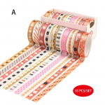10 vnt / rinkinys Auksinė folija bronzuojanti Washi Tape Miela maskavimo juosta Dekoratyvinė lipni juosta lipdukas Scrapbooking DIY ra&scaron;tinės reikmenų lipdukas rožinė