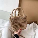 Yogodlns Moteri&scaron;kos Mažos Rankinės Rattan Crossbody Krep&scaron;ys Bohemia Vasaros Paplūdimys Kaspinas Dizainas &Scaron;iaudinis Krep&scaron;ys Moteri&scaron;ka Madinga Pečių Rankinė 14x8x15cm smėlis