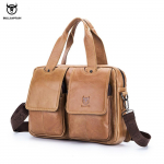 Bullcaptain Natūralios odos Pečių krep&scaron;iai Satchel Portfelis Vyri&scaron;kas Verslo Rankinės Ne&scaron;iojamojo kompiuterio krep&scaron;ys ruda