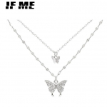 IF ME korėjiečių drugelių daugiasluoksniai sidabriniai karoliai madingi pakabukai karoliai papuo&scaron;alai priedai