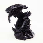 Les Tr&eacute;sors De Lily [A0418] - Mini statuette r&eacute;sine 'Dragon Mystique' gris fonc&eacute; - 6 cm pilka