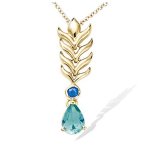 Les Tr&eacute;sors De Lily [R3867] - Collier Plaqu&eacute; Or 'Sissi' vert bleu dor&eacute; - 30x9 mm (plume de paon)