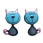 Les Tr&eacute;sors De Lily [R6207] - Boucles cr&eacute;ateur 'Lilipoupettes' (chat) turquoise - 20x15 mm turkis